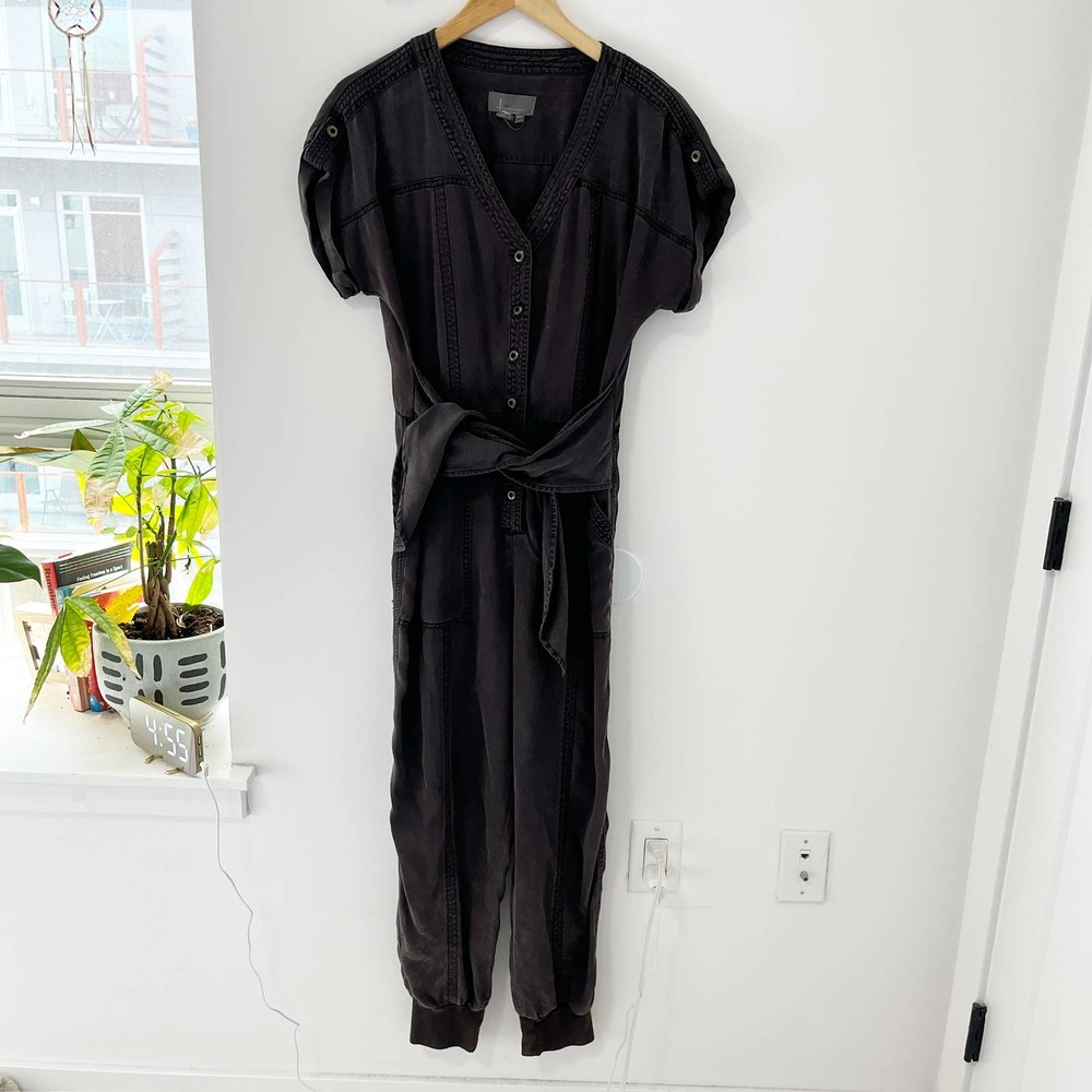 Anthropologie Gray Short Sleeve Jumpsuit Size 10